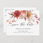 バーントオレンジボホパンパステラコッタ日付を保存 案内ポストカード (正面/裏面)