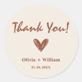 バーントオレンジボホ結婚式の引き出物ハートクラシックRou ラウンドシール (正面)