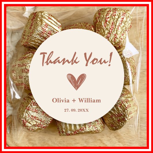 バーントオレンジボホ結婚式の引き出物ハートクラシックRou ラウンドシール