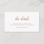 バーントオレンジラストテラコッタエレガントな結婚式 エンクロージャーカード (正面)