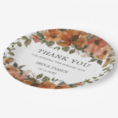 バーントオレンジラストフローラウェディングシャワー誕生日 ペーパープレート (アングル)