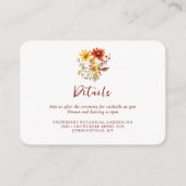 バーントオレンジラストフローラ秋の結婚式 エンクロージャーカード (正面)