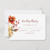 バーントオレンジラストフローラ秋の結婚式 出欠カード (正面)