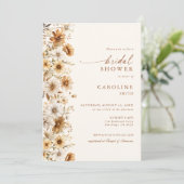 バーントオレンジワイルドフラワーブライダルシャワーフローラ 招待状 (スタンド正面)