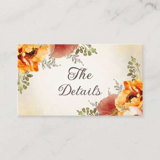 バーントオレンジ秋秋フローラ結婚ズ詳細 エンクロージャーカード (正面)