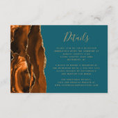 バーントオレンジ金ゴールドアゲートティール（緑がかった色）ブルー結婚ズ詳細 エンクロージャーカード (正面)