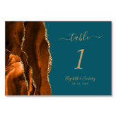 バーントオレンジ金ゴールドアゲートティール（緑がかった色）結婚ズ テーブルナンバー (裏面)