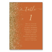 バーントオレンジ金ゴールド結婚グリッター テーブルナンバー (正面)
