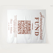 バーントオレンジ ウェディング ハネムーン基金QR バックドロップ タペストリー (正面(横))