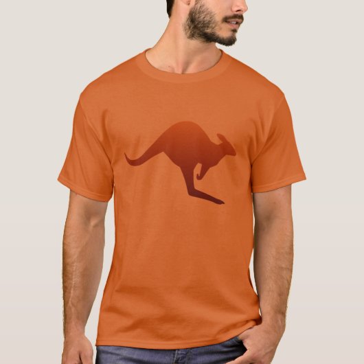 バーントオレンジ デザートグラデーション カンガルー Tシャツ (正面)