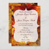 バーントオレ素朴ンジ色のマーブルド結婚式招待状 招待状 (正面/裏面)