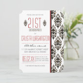 バーントヴィンテージダマスク21歳誕生日パーティー 招待状 (スタンド正面)