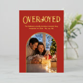 バーント オレンジのクリスマス ベイビー 誕生発表写真 箔シーズンカード (立ち正面)