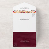 バーント オレンジ フローラル パンプキン ワインレッド ウェディング オールインワン招待状 (外側)