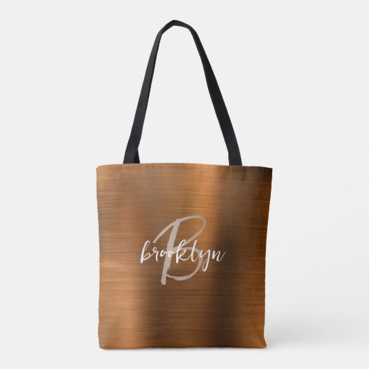 バーント オレンジ ブラッシュド メタル ベージュ ホワイト モノグラム トートバッグ (裏面)