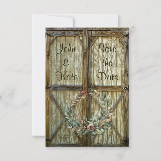 バーンドアとフローラウェスタンウェディング日付を保存 セーブザデート (正面)