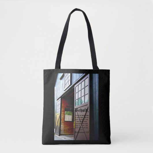 バーンドアの視点、黙示録3:8 トートバッグ (正面)