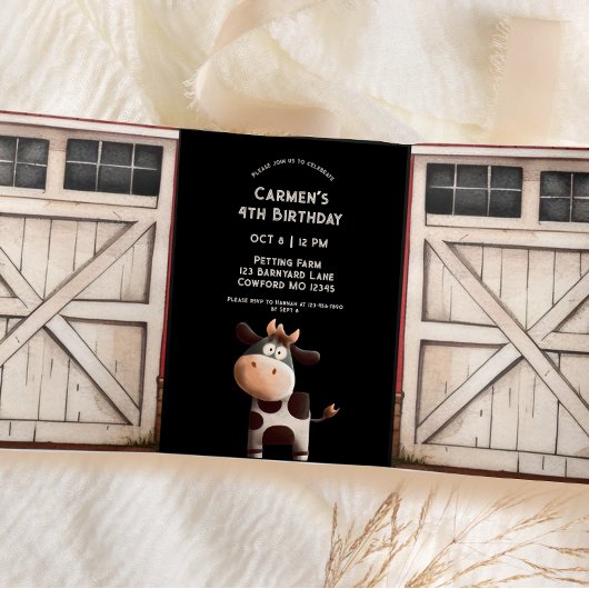 バーンドアカウファームパーティー 三つ折り招待状