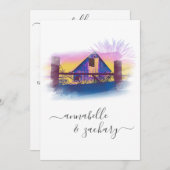 *~*バーンドアメリカ国旗AR19 QR RSVP 結婚's 招待状 (正面/裏面)