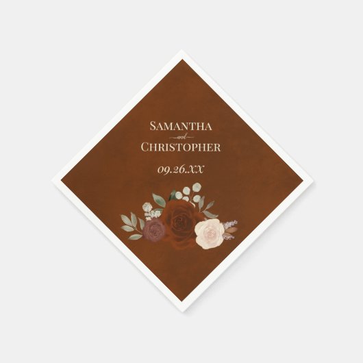 バーンドアンバーボホフローラ対角結婚線 スタンダードカクテルナプキン (角)