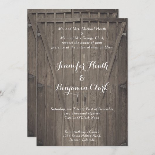 バーンドア結婚式招待状 招待状 (正面/裏面)