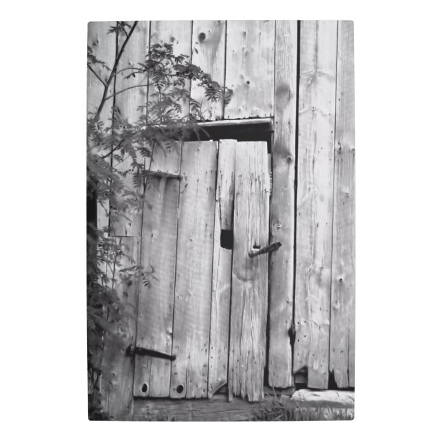 バーンドア（白黒） メタルプリント (正面)