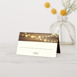 バーンドウッドおよびストリングライト プレイスカード