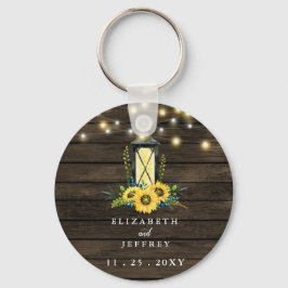 バーンドウッドストリングライトサンフラワー結婚ズ キーホルダー