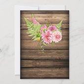 バーンドウッドピンクフラワーズカウスカルホーン結婚ズ 招待状 (裏面)