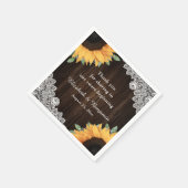 バーンドウッドレースひまわり結婚の スタンダードカクテルナプキン (角)