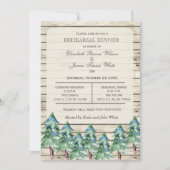 バーンドウッド松の木の冬のリハーサルディナー 招待状 (正面)