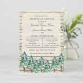 バーンドウッド松の木の冬のリハーサルディナー 招待状 (スタンド正面)