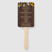 バーンドウッド素朴なヒマワリのシックな結婚式プログラム ハンドファン (裏面)