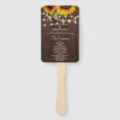 バーンドウッド素朴なヒマワリのシックな結婚式プログラム ハンドファン (正面)