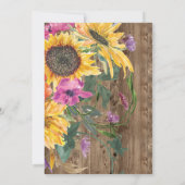 バーンドウッド&ひまわり素朴カップルのシャワー 招待状 (裏面)