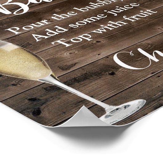 バーンドウ素朴ィードストリングライツミモサバー標識 ポスター (角)