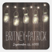 バーンドウ素朴ィードメイソンジャー結婚式の引き出物 スクエアシール (正面)