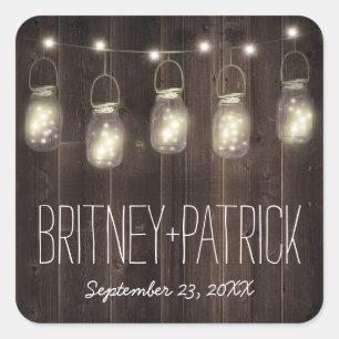 バーンドウ素朴ィードメイソンジャー結婚式の引き出物 スクエアシール