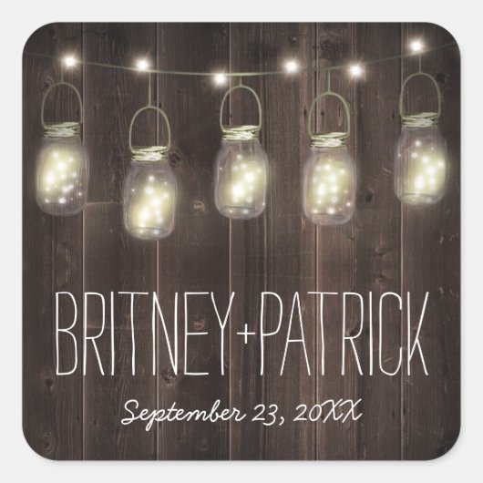 バーンドウ素朴ィードメイソンジャー結婚式の引き出物 スクエアシール (正面)