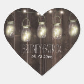 バーンドウ素朴ィードメイソンジャー結婚式の引き出物 ハートシール (正面)