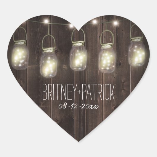 バーンドウ素朴ィードメイソンジャー結婚式の引き出物 ハートシール (正面)