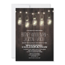 バーンドウ素朴ィードメイソンジャー結婚式招待状