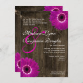 バーンドウ素朴ォードパープルデイジー結婚式招待状 招待状 (正面/裏面)