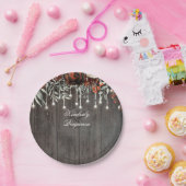 バーンドウ素朴ッドのテクスチャ古いエイジングブルゴーニュフローラ ペーパープレート (パーティー)