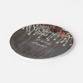 バーンドウ素朴ッドのテクスチャ古いエイジングブルゴーニュフローラ ペーパープレート (アングル)