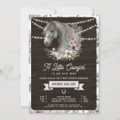 バーンドウ素朴ッドフローラホース女性のカーボーイベビーシャワー 招待状 (正面)