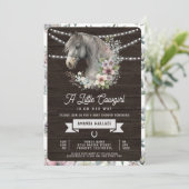 バーンドウ素朴ッドフローラホース女性のカーボーイベビーシャワー 招待状 (スタンド正面)