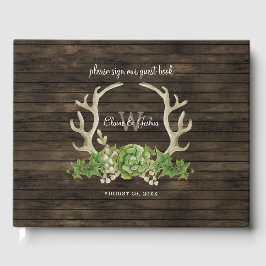 バーンドウ素朴ッド多肉栽培〔雄ジカの〕枝角カントリーウェディング ゲストブック