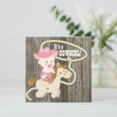 バーンドウ素朴ッド女性のカーボーイベビーシャワー 招待状 (スタンド正面)
