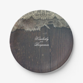 バーンドウ素朴ッド&シャビーバーラップレース旧 ペーパープレート